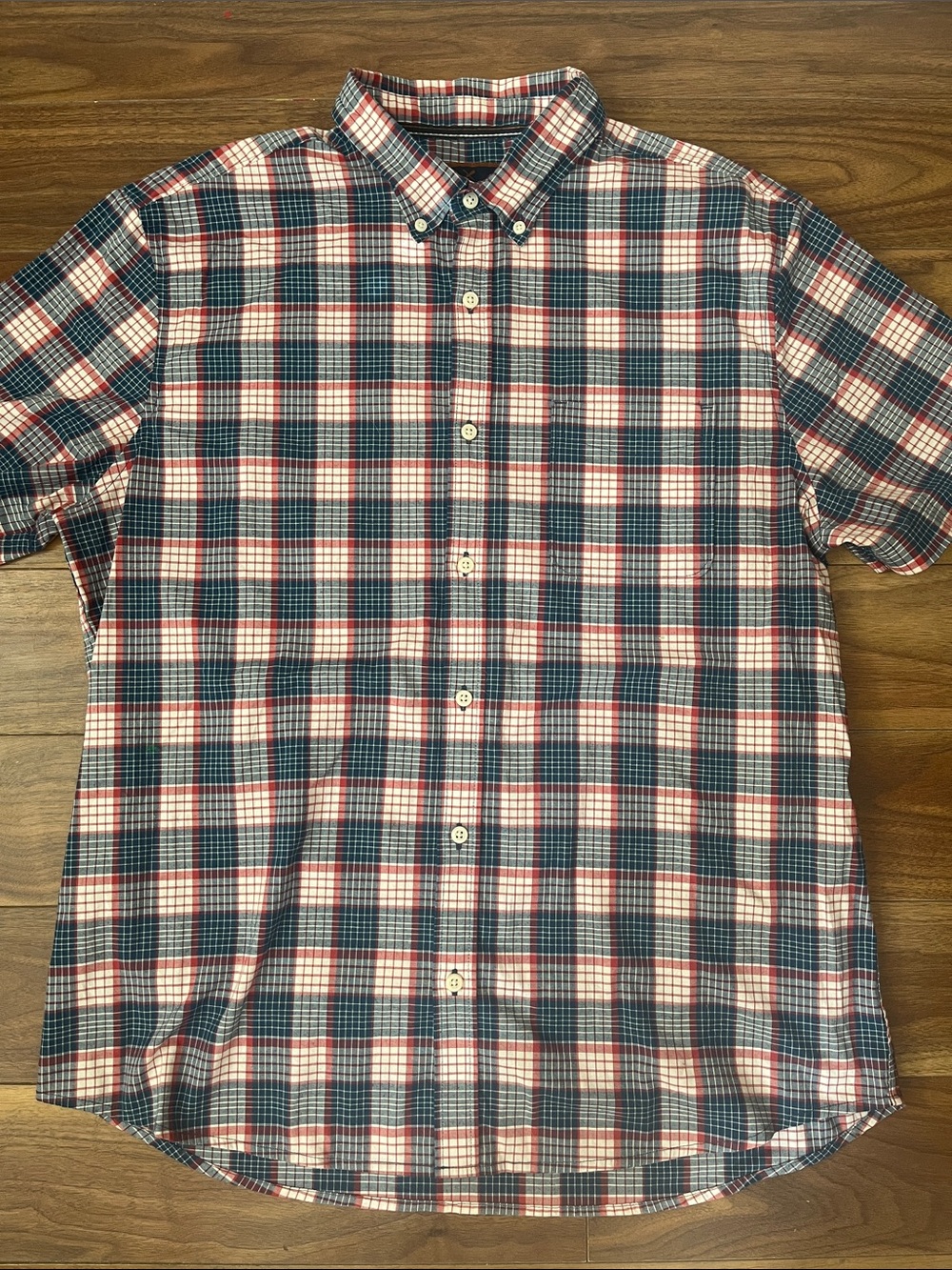 Men Denver Hayes Short-Sleeve Plaid Button-Down Shirt - Blue, Red, White Large
